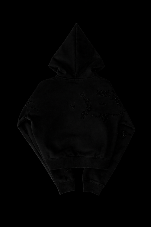 JACARIHILLS BLACK ZIP UP RHINESTONE HOODIE